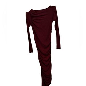 Rachel Pally maxi runched body con Burgundy Long Sleeve dress XS